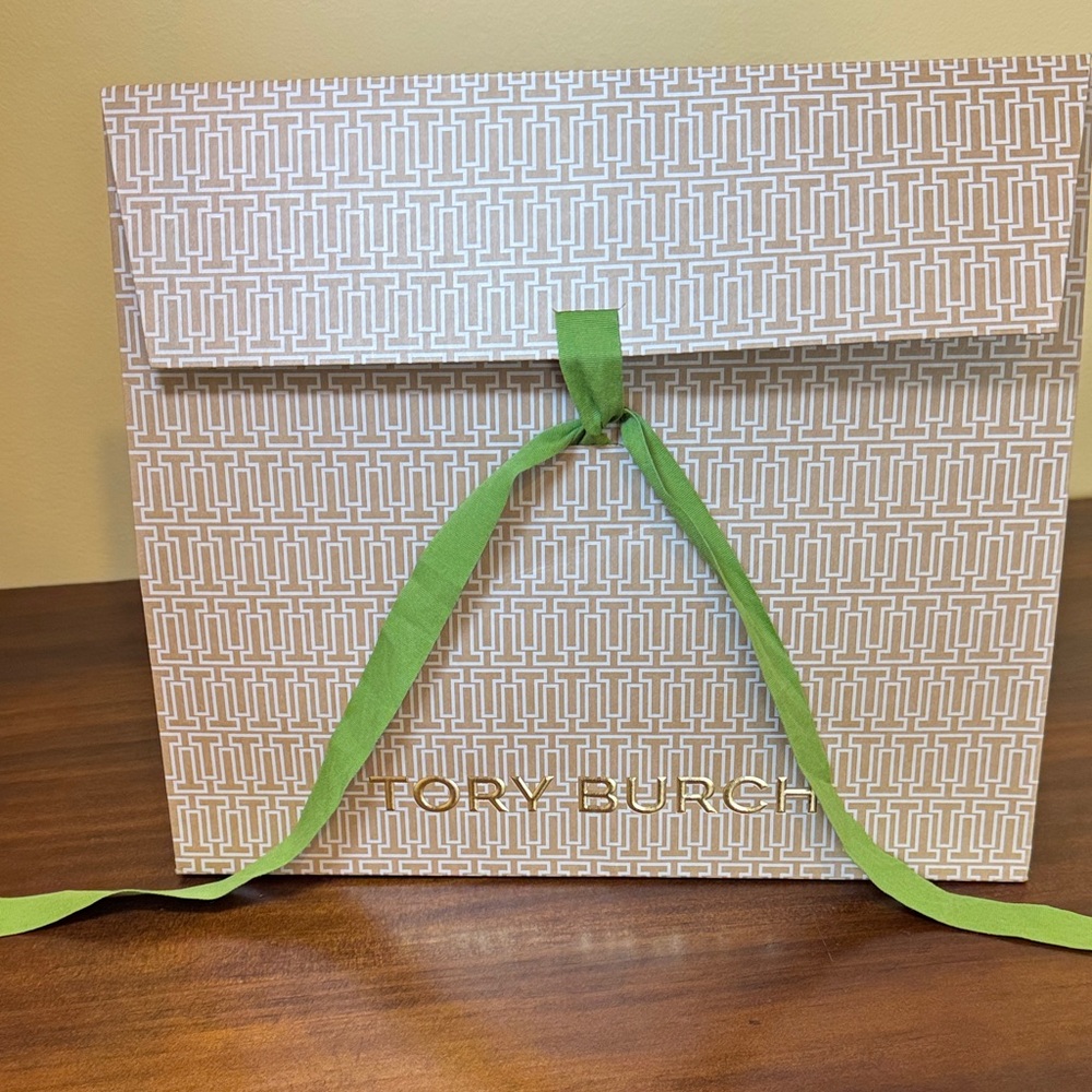 Tory Burch Brown and Green Patterned Gift Bag